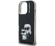 Karl Lagerfeld IML Aquarelle Karl and Choupette dėklas Apple iPhone 16 Pro Max juodos spalvos