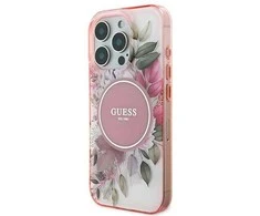 Guess GUHMP16XHFWBDCEP Apple iPhone 16 Pro Max 6.9" rožinės spalvos dėklas IML Flower &amp; Tonal Circle MagSafe