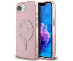 Guess IML Glitter Circle MagSafe dėklas iPhone 16e - rožinis