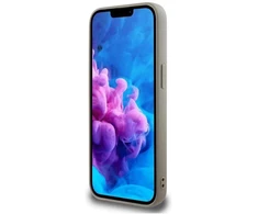 Dėklas DKNY Repeat Texture Pattern su toniniu dryžiuku Apple iPhone 16e smėlio spalvos