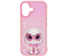 „Nimmy Cool&amp;Cute 2.0“ triušio formos dėklas, skirtas „iPhone 17“ - Rožinė