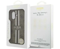 „Guess 4G“ dryžuotas „MagSafe“ dėklas, skirtas „iPhone 17“ – ruda