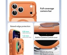 ESR Classic Hybrid MagSafe dėklas, skirtas iPhone 17 Pro Max – skaidrus oranžinis