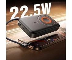 Išmanioji baterija juoda 10000mAh su MagSafe ir laidu