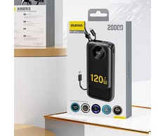 Išorinė baterija 10000 mAh su integruotu laidu juoda K13 120 W