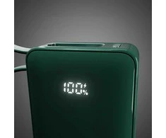 Išorinė baterija 10000 mAh žalia su USB-C laidu ir ekranu SBS