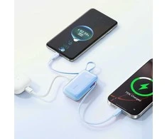 Išorinė baterija 10000mAh 35W su USB-C ir Lightning laidais