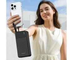 Dudao K11 Max 30000mAh Powerbank su integruotais kabeliais – juodos spalvos
