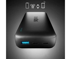 Išorinė baterija juoda 20000 mAh su USB-C ir USB-A SBS