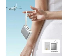 Išorinė baterija su USB-C ir Lightning laidais, balta, 10000 mAh