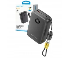 Išorinė baterija Vention 20000mAh, 2 x USB-C, 1x USB-A, su ekranu, 22.5W, juoda
