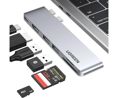 Išplėtimo centras Ugreen CM380 2xUSB C - HDMI/2xUSB 3.0/SD TF/USB C PD - pilkos spalvos