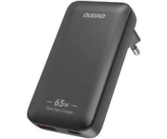 GaN Dudao A65Q 65W USB-A / USB-C PD Ultra-Thin Travel laidinis įkroviklis EU / US – juodos spalvos