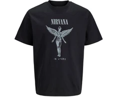 Jack &amp; Jones marškinėliai Nirvana JPRBLUNIRVANA SS TEE 12287521 JUODA