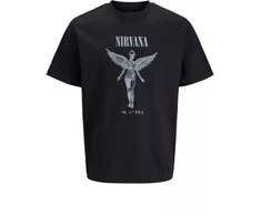Jack &amp; Jones marškinėliai Nirvana JPRBLUNIRVANA SS TEE 12287521 JUODA