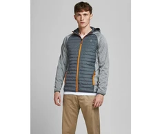 Jack&amp;Jones JJEMULTI dygsniuota striukė 12182242 Pilka melange/Įsiūtos rankovės