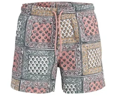 Jack&amp;Jones vyriški maudymosi šortai JPSTMAUI SHELL AOP SWIM SHORTS REG 12291808 ASH ROSE
