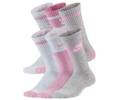 Jaunimo kojinės Nike Everyday Cush Crew baltos, rožinės, pilkos CK7302 905