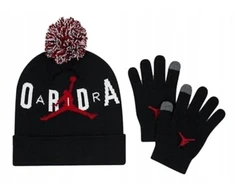 Jaunimo rinkinys Žieminė kepurė + Pirštinės Air Jordan Essential Pom Beanie Set Juoda - 9A0869-023