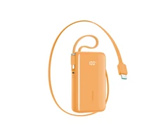 Joyroom JR-PR2 35W 10000mAh Powerbank with Built-in USB-C and Lightning Cables - Oranžinis