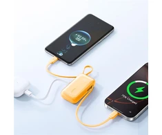 Joyroom JR-PR2 35W 10000mAh Powerbank with Built-in USB-C and Lightning Cables - Oranžinis