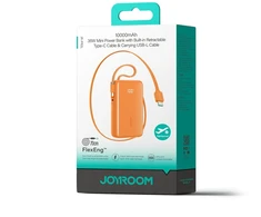 Joyroom JR-PR2 35W 10000mAh Powerbank with Built-in USB-C and Lightning Cables - Oranžinis