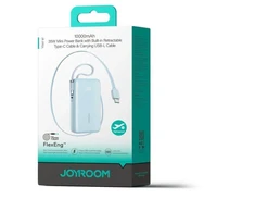 Joyroom JR-PR2L 10000mAh 35W išorinė baterija su įmontuotu ištraukiamu USB-C kabeliu ir „Lightning“ tipo dirželiu su laidu – Mėlyna