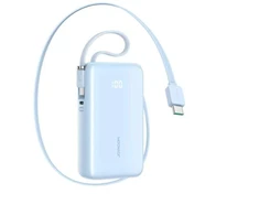 „Joyroom JR-PR2L“ 10000mAh 35W išorinė baterija su integruotu ištraukiamu USB-C laidu ir USB-C virvele - Mėlyna