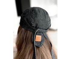 Kepurė Juoda kepuraitė - skarelė, džinsinė bandana universali.