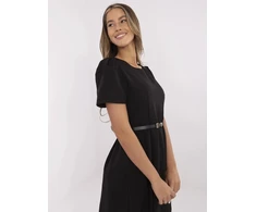 Juoda midi suknelė su pintu diržu