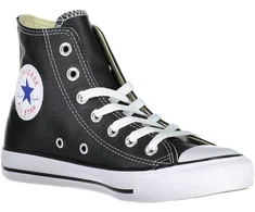 Juoda skórzane trampki moterims Converse Chuck Taylor All Star High