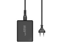 Hama GaN 65W PD/QC 2x USB-C, 2x USB-A juoda