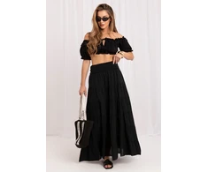 Juodas ilgas boho stiliaus sijonas Italy Moda