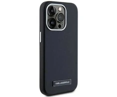 Dėklas Karl Lagerfeld FW Metal Plate MagSafe Apple iPhone 15 Pro juodos spalvos