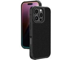 Juodas iPhone 16 Pro dėklas su aramido pluoštu AmazingThing