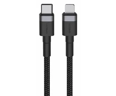 Juodas USB-C į Lightning laidas 3A, 1 m