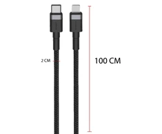 Juodas USB-C į Lightning laidas 3A, 1 m