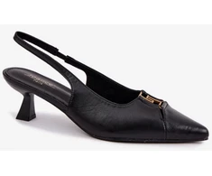 Juodi aukštakulniai bateliai su atvira kulno dalimi Step in style
