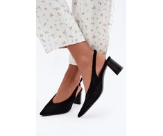 Juodi aukštakulniai bateliai su atviru kulnu Step in style