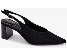 Juodi aukštakulniai bateliai su atviru kulnu Step in style