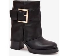 Juodi aulinukai su kulnu ir dekoratyvine sagtimi Step in style