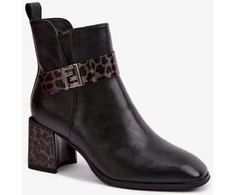 Juodi aulinukai su kulnu ir leopardo rašto detalėmis Step in style