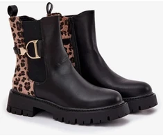 Juodi aulinukai su leopardo rašto detalėmis Step in style