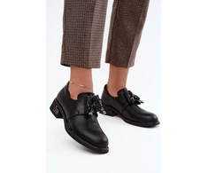 Juodi natūralios odos aulinukai su kaspinu Step in style