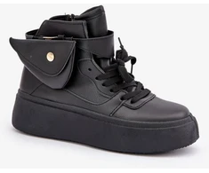 Juodi sportbačiai su platforma ir kišenėle Step in style