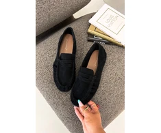 Juodi zomšos imitacijos mokasinai Step in style