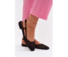 Juodos balerinos su ažūriniu viršumi ir dirželiu Step in style