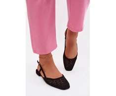 Juodos balerinos su ažūriniu viršumi ir dirželiu Step in style
