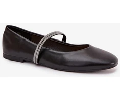 Juodos balerinos su blizgia dekoratyvine juostele Step in style