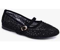 Juodos balerinos su blizgučių ir siuvinėjimo detalėmis Step in style